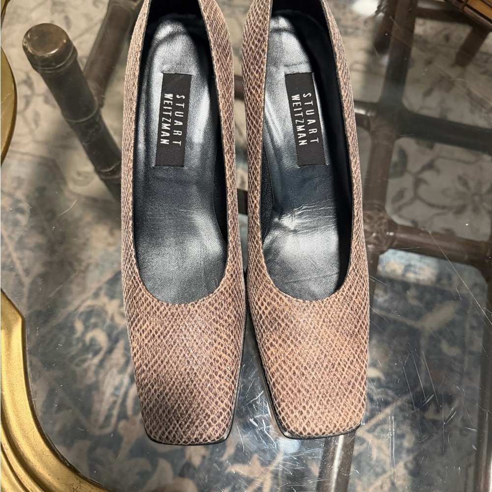 Stuart Weitzman Textured Tan Heels
